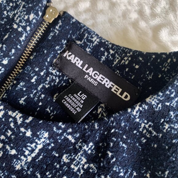 Karl Lagerfeld Paris Women's Sleeveless Zipper Back Tank Top Navy Blue Size L - Picture 3 of 9